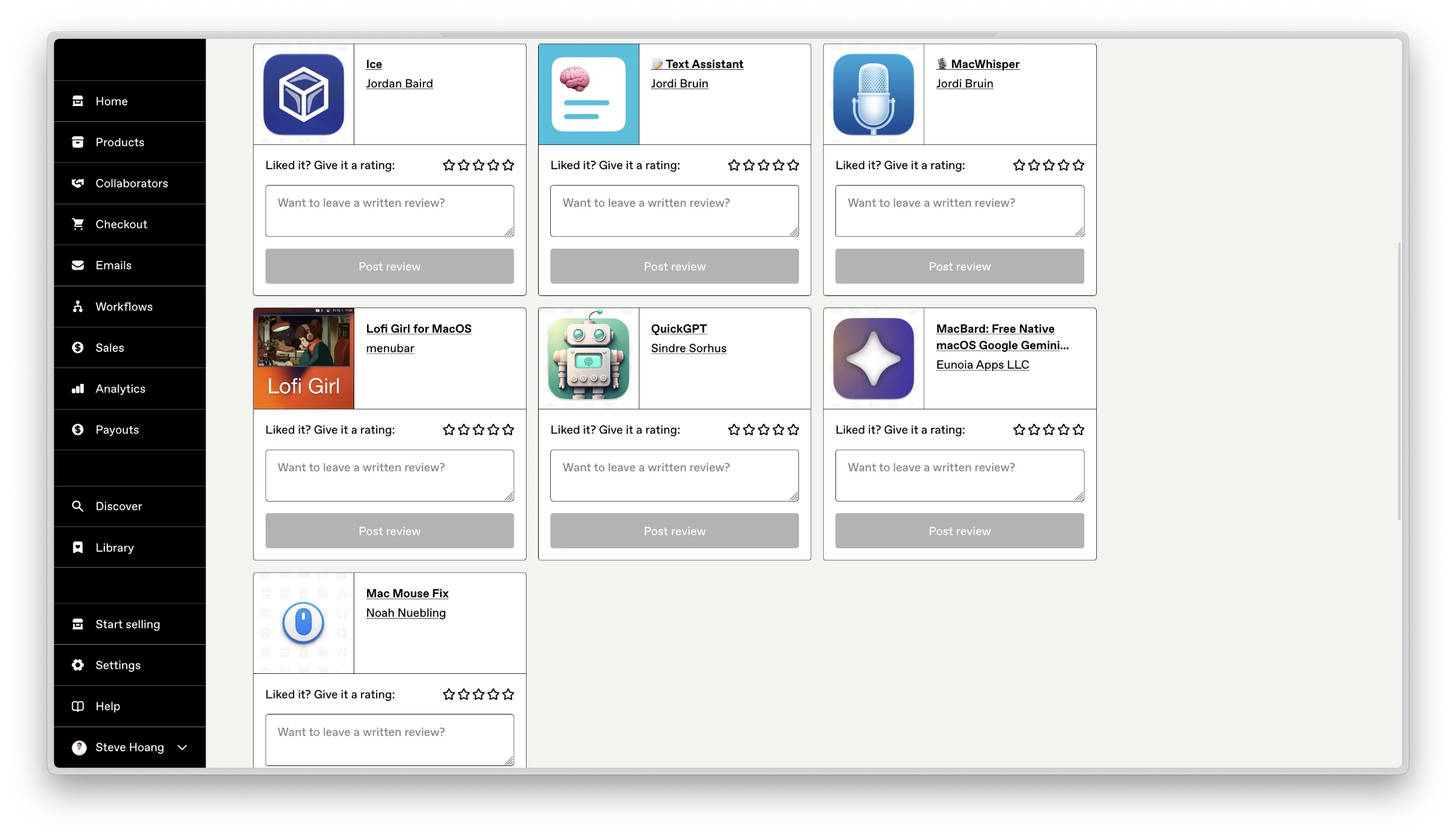 Gumroad Dashboard