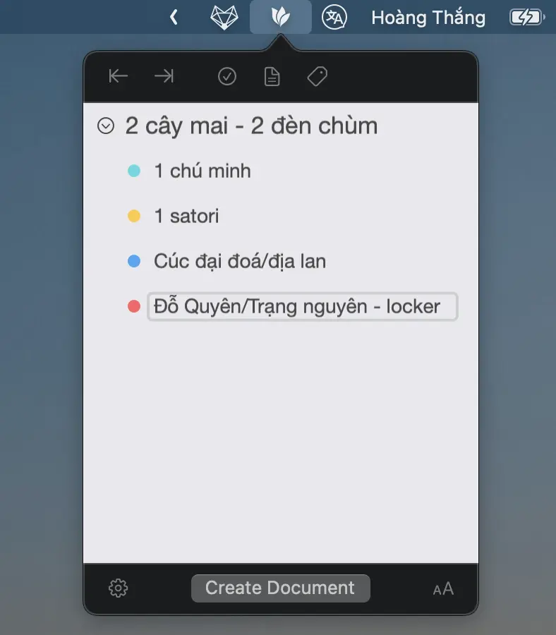 Ghi chú MindNode