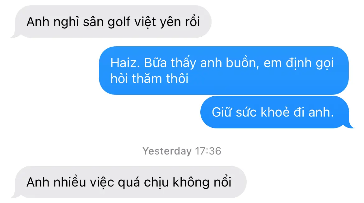 Một người anh mình quen rời bỏ công việc Thôi việc