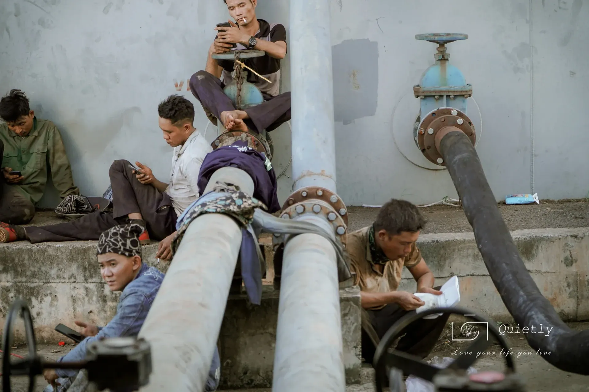 Workers resting