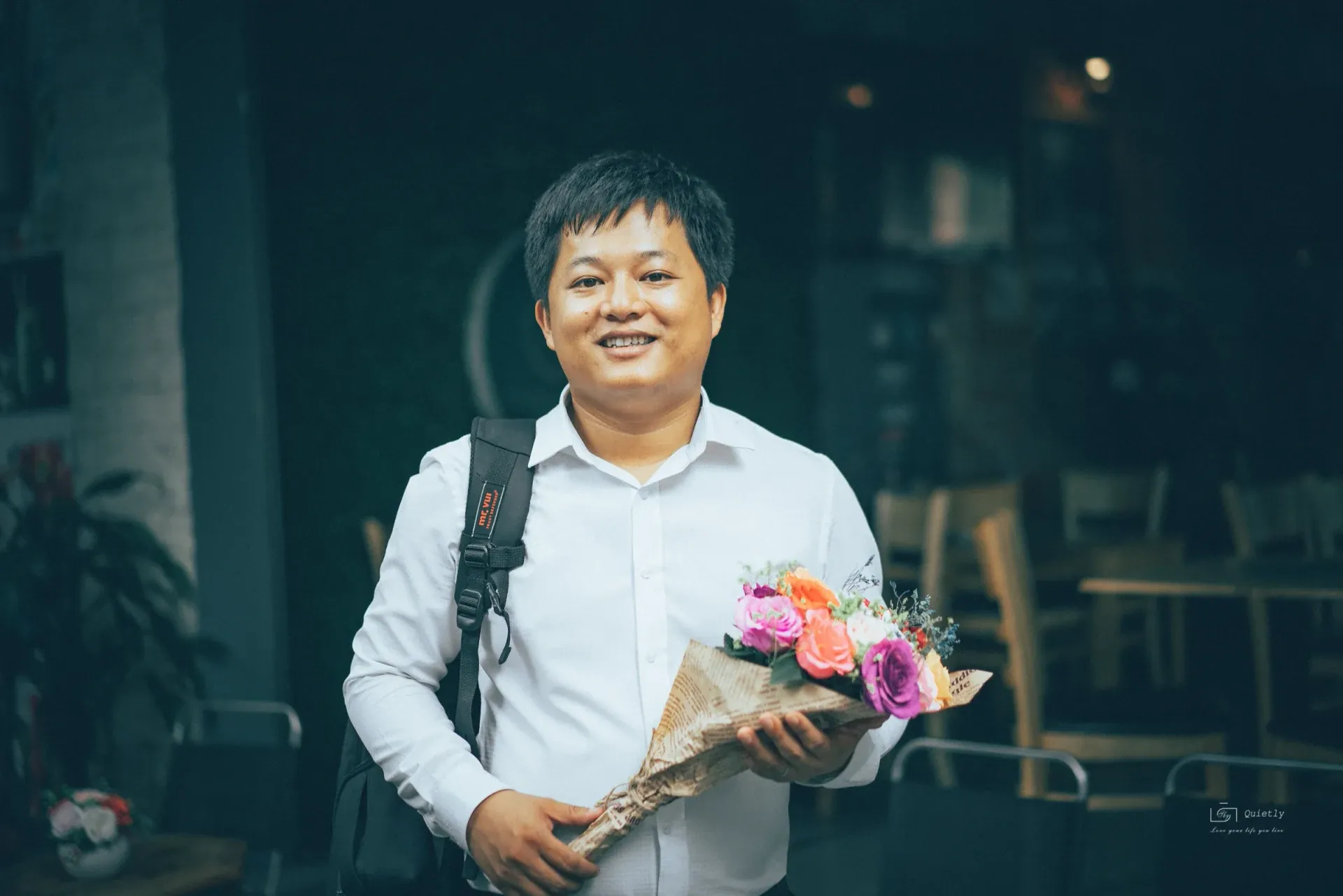 Man with bouquet